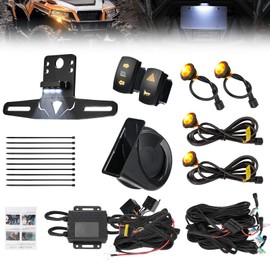 KEMIMOTO UTV Turn Signal Kit with 110D Horn and License Plate Holder with Light, Pre-Wired, Plug and Play UTV ATV Blinker with Rocker Switch Compatible with Polaris, Can-Am, Teryx, CFMOTO