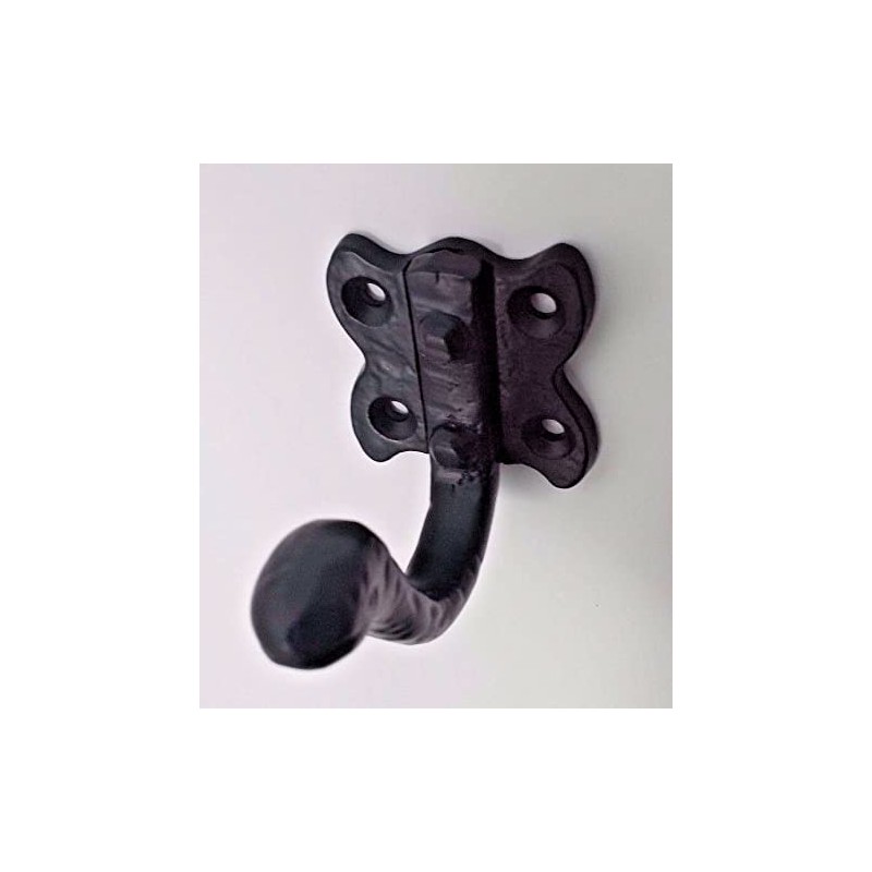 Pack of 2 Tudor Coat Hooks Black Wrought Iron Hammered