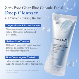 medicube Facial Cleanser Zero Pore Capsule Cleansing Foam | Daily Gentle Cleanser for Skin Texture, Blackhead & Pore Care | AHA, BHA & PHA for Deep Cleansing | Korean Skincare, 4.23 oz