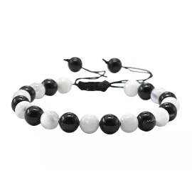 Amazing Gemstones Selenite Black Tourmaline Bracelet - Adjustable