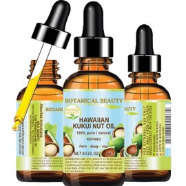 Botanical Beauty KUKUI NUT OIL 100% Pure Natural Virgin Unrefined Cold-Pressed Carrier Oil 0.5 Fl Oz 15 ml for Face, Skin, Body, Hair, Lip, Nails. Rich in Vitamin E