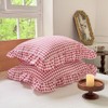 Red Ruffled Plaid Gingham Pillow Shams 20"x20", Set of 2