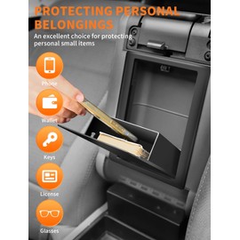 Savadicar One-Touch Hidden Storage Organizer Compatible with 2007-2010 Jeep Wrangler JK JKU, Center Console Concealed Box for Secret Extra Space, Interior Armrest Accessories, Black