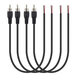 Jienk 4PCS 24AWG 1FT RCA Male to Speaker Wire Pigtail Cable for Testing Audio