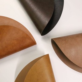 RENMTURE Faux Leather Placemats,Cup mat,Non-Slip, for Kitchen Dining Table,Conference,Restaurant,Coffee Shop (Walnut Brown, Round)