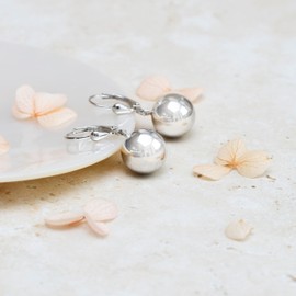 Tuscany Silver Women's Sterling Silver 12 mm Round Ball Lever Back Drop Earrings