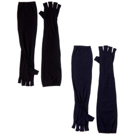 Iyashi Women's Healing Foot Arm Cover, Set of 2 Pairs, 5 Fingers, Long Type, Cool Touch Treatment, UV Protection, Fingerless