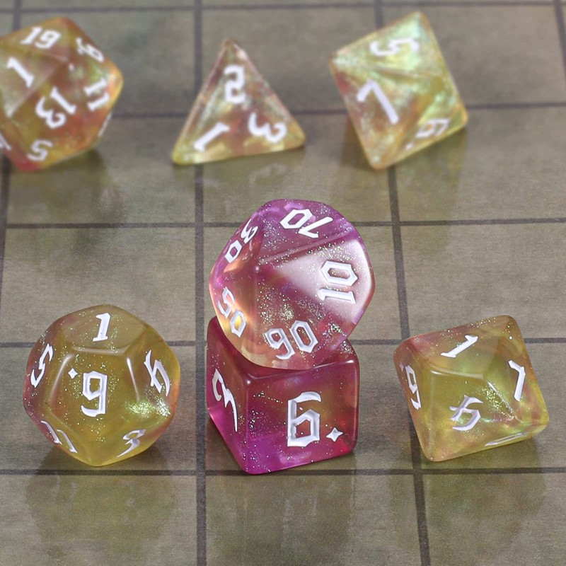 CiaraQ DND Polyhedral Dice Set with Dice Bag for Dungeons