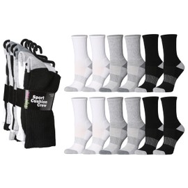 Tipi Toe 12 Pair Cushioned Running Socks for Women - Blend of Comfort and Performance for Running, Hiking, and Athletic Pursuits with Crew Socks, LCC03-911