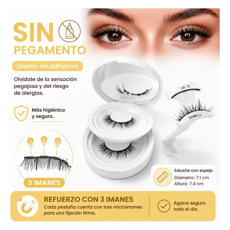 Kit De Pestañas Magnéticas Con 2 Pares De Pestañas Natural