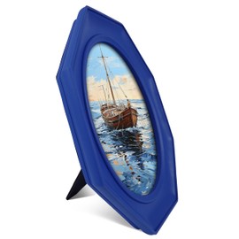 SIMON'S SHOP Picture Frames 8x10 Oval Picture Frames for Tabletop and Wall Hanging Blue Photo Frame 8x10
