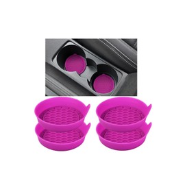 HZEL Car Cup Holder Coaster, 4PCS Silicone Waterproof Recessed Insert Drink Cup Mat Sets, Non-Slip Removable Automotive Interior Ornaments Accessories, Universal for Vehicles (Dark Purple)