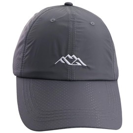 Himozoo Quick-Drying Running Hats, Cooling, Breathable Baseball Cap, Dad Truck Hat with Mountain Top Embroidery for Outdoor Use, Stretch Running Hat with Soft, Long Brim, silver grey