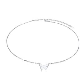 HOOHWE 925 Sterling Silver Dainty Butterfly Choker Necklace for Women Jewellery Birthday Christmas, Sterling Silver