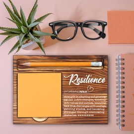 Thank You Appreciation Gifts for Coworker Employee Boss Team Work Friends, Resilience Gifts for Coworkers Sister PM Team Lead, Farmhouse Wood Motivational Self-Stick Note Pad Holders-LBB138