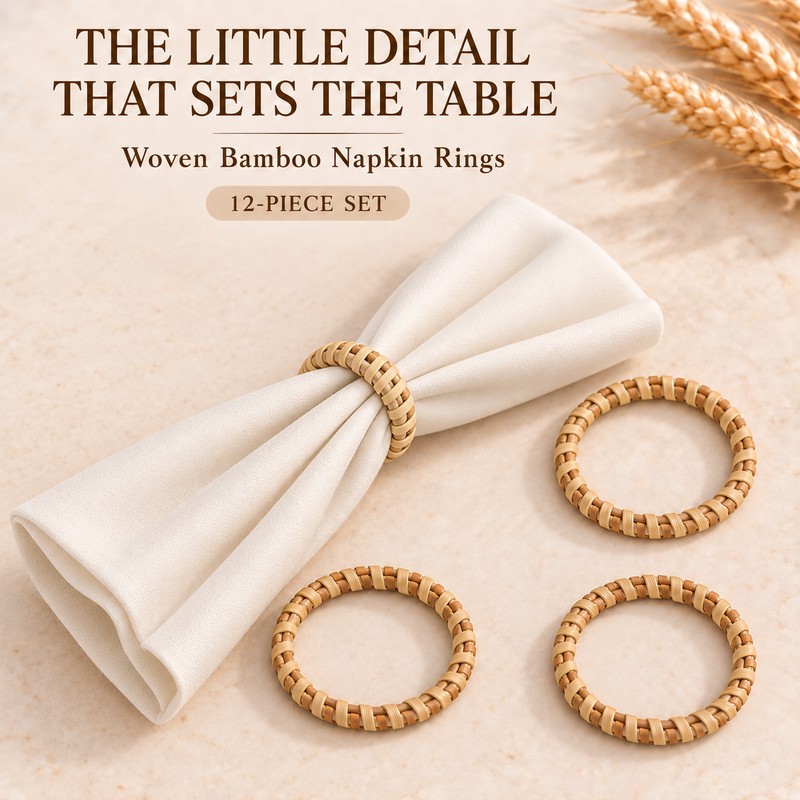 12 Piece Woven Napkin Ring Set Bohemian Napkin Holders for