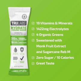 TRULABS Hydrate + Organic Greens 6ct. Sugar Free Electrolytes Hydration Packets