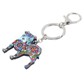 BONSNY Pit Bull - Llavero de perro para mujer, regalo de bolso, joyería, Azul, Charm size approximately 1.9"tall & 1.8" width