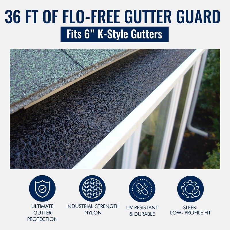 Flo-free Gutter Guard 6 Inch Best Leaf Protection Available 36
