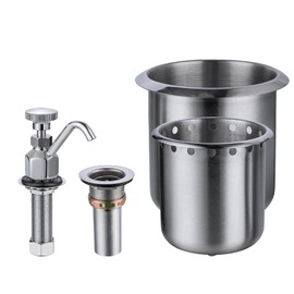 Phivan Commercial Dipper Well Faucet & Bowl Set 0.5 GPM Flow Coffee Shop Bar Counter Sink Faucet Deck Mount Commercial Food Washing Tool for Washing Ice Cream or Coffee Spoons, Brass & Stainless Steel