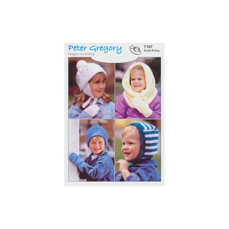 Peter Gregory Double Knitting DK Pattern - 7107 Children’s Hats