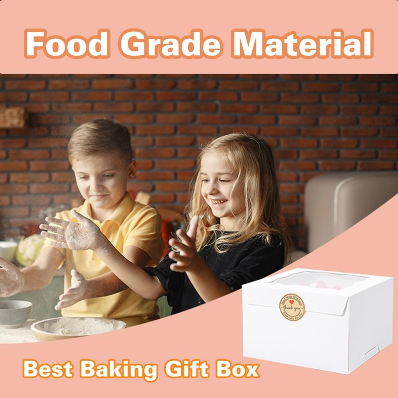 Huoshange Cookie Boxes with Window 6x6x4 Inch 50 Pack Premium