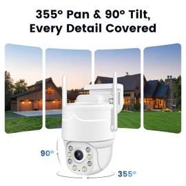 runofast 4G LTE Cellular Security Camera Outdoor/Home/Dome,No WiFi Camera Plug-in Power,Pan-Tilt 355° View,Motion Detection and Siren,2-Way Audio,Full Color Night Vision,Waterproof(SIM Card Included)