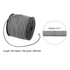 PATIKIL Suede Leather Cord 2.5mm 98 Yard, Faux Suede Cord Flat Leather String with Roll Spool for Necklace Bracelet Beading Jewelry Making, Dark Gray