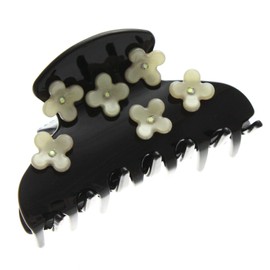 VingTAINE H-445 Basic Flower Hair Claw Small Flower Hair Accessory Black x Beige