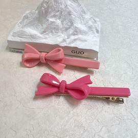 Bow Clips for Women, Coquette Hair Clip with Bow, Bows Ribbon Hair Clip, Bows Clips (Rose+Pink)
