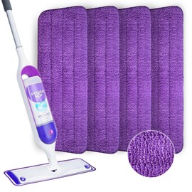 4 Pack Reusable Microfiber Mop Pads for PowerMop, Power Mop Pads Refills Microfiber Mop Pads Machine Washable Wet Dry Use Suitable for All Floor Types (Purple, 4 Pack)