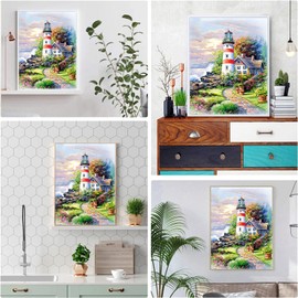 5D Diamond Painting Adult Lighthouse, Diamond Painting Pictures Adults, Diamond Painting Children Diamond Painting Pictures Diamond Painting Set 30 x 40 cm for Wall Decoration at Home