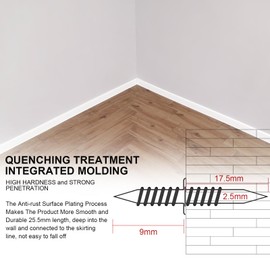 200pcs Wood Double Head Skirting Thread Seamless Nail, Double-Headed Nails Skirting Line Without Marks Nail Invisible Security Screws & Nail-Specific Sleeve Tool for Solid Wood