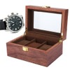 Wooden 3 Grid Watch Display Box Transparent Window Anti‑Slip Watch