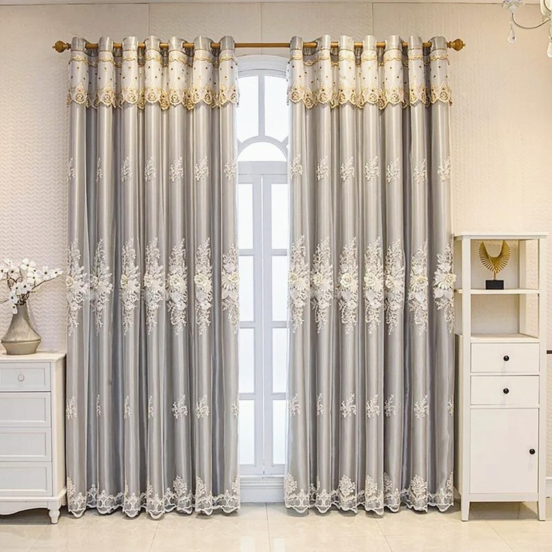 Amidoudou 1 Pair Luxury European Curtains with Valance for Living