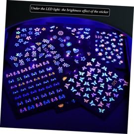 Beavorty Fluorescent Nail Art Stickers Sheets Luminous Butterfly Flower Decals for