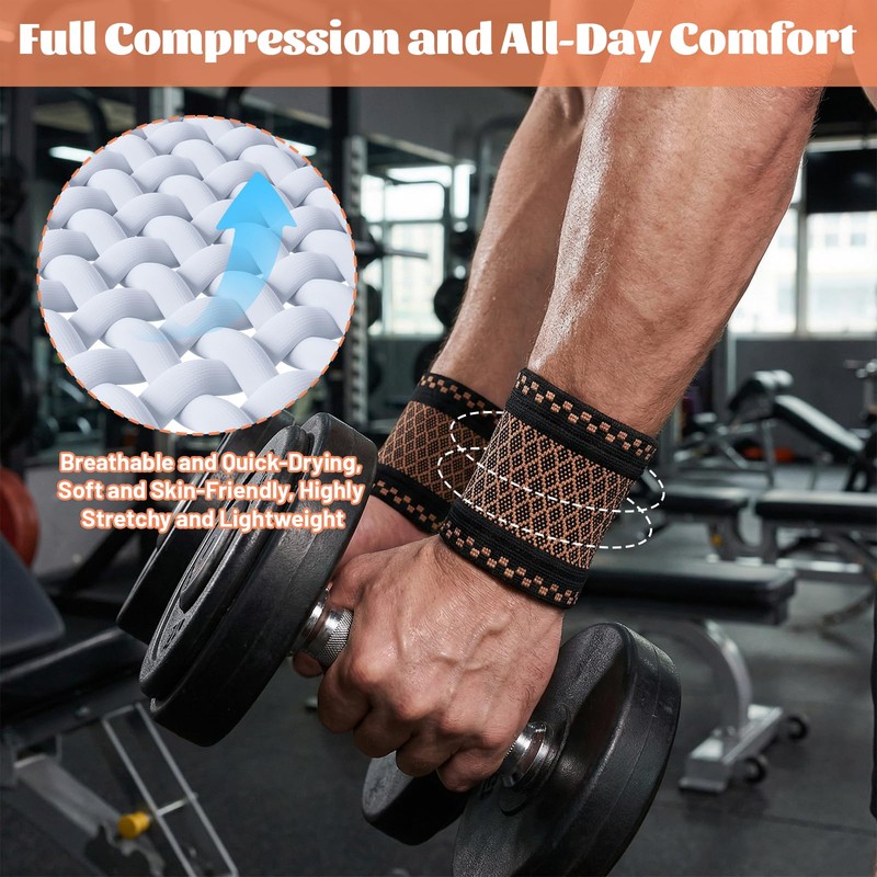 Neyauo 2 Pcs Wrist Compression Sleeve, Wrist Brace Elastic Soft