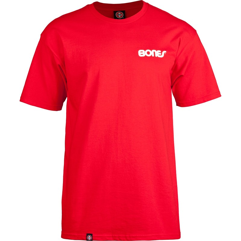 Bones Bearings Swiss Text Red T-Shirt, Large