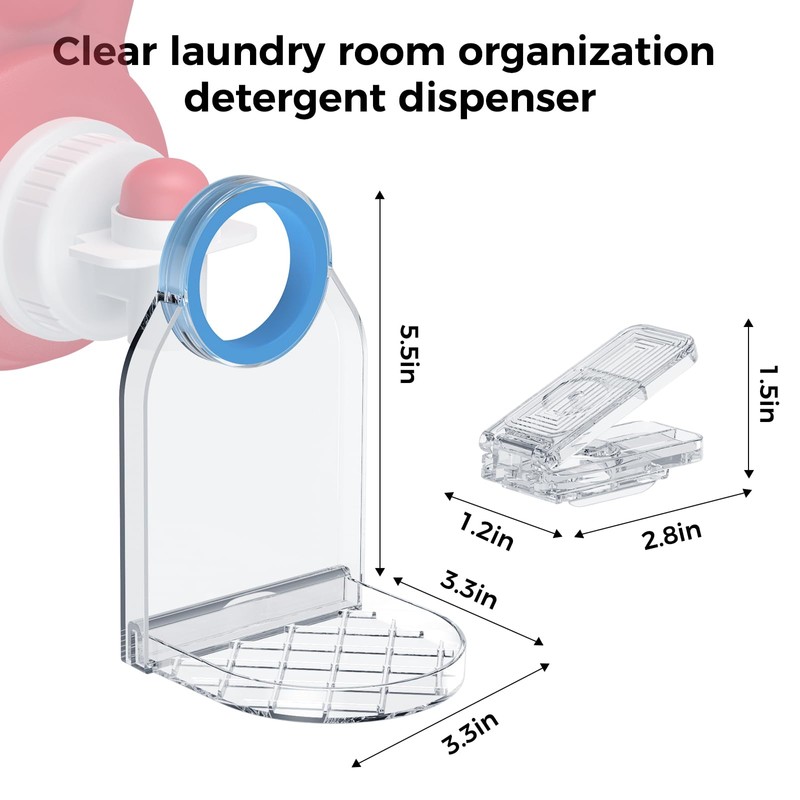 KERZEAT Clear Laundry Detergent Dispenser Cup Holder & Nozzle Force-Saving