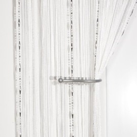 Zomanon 1m x2m Beaded String Curtain With Rod Processing Window Door Beauty Decorative Panel Room Divider Fly Screen Blind Tassel (White)