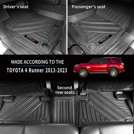 Jdeymat Custom Fit 2013-2023 2024 Toyota 4Runner/Lexus GX460 2014-2023 (Only for 5 Seat) Floor Mats Trunk Cargo Liner All Weather Rubber Mat Upgrade Material Accessories (Floor Mats+Cargo Liner)