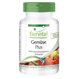 Fairvital Vegetable Plus – High Dose – 60 Capsules – Contains High-Quality Vegetable Powder and Vitamins