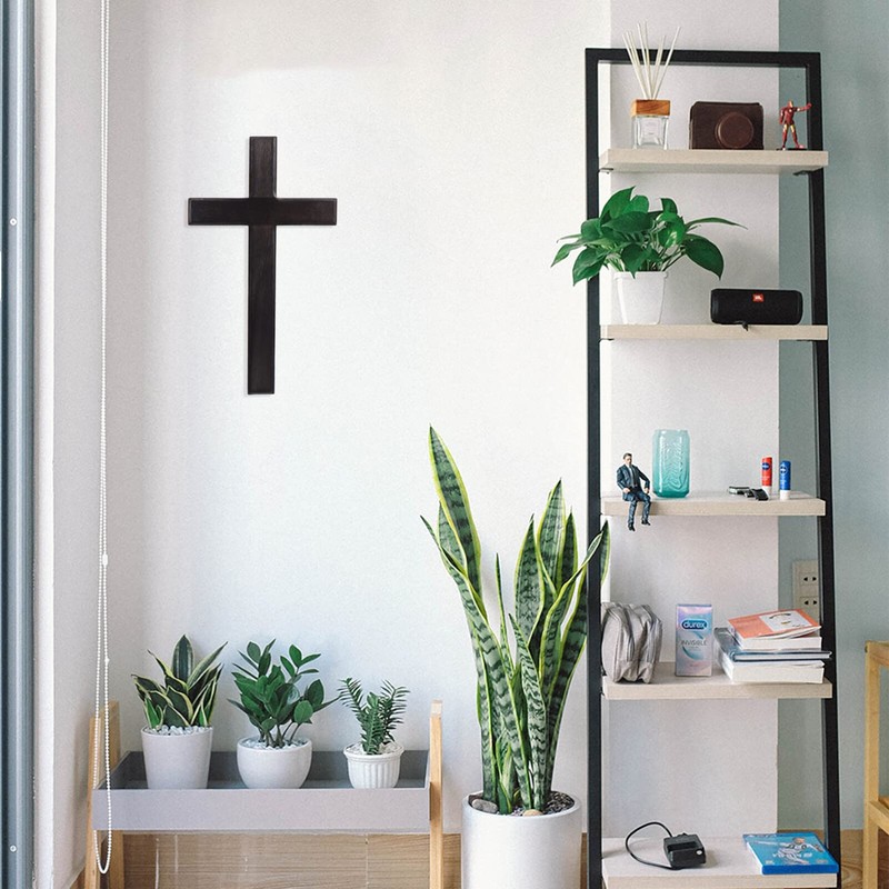 11 Inch Wall Mounted Jesus Cross Rustic Wooden Crucifix for