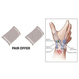 Pair of Adjustable Elasticated Compressive Wrist Brace Support by SOLACE CARE - Sports Wrap - Strap - Support for Pain, Strains & Mild Sprains (Pair of Extra Large)