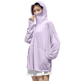 Goodfeel Women's Rash Guard Hoodie, Cooling Sensation, UPF 50+, UV Protection, Body Cover, Long Sleeve, 360° UV Protection, Large Size, Sweat Absorbent, Quick Drying, Breathable, Hooded, Thin, Summer