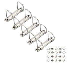 PATIKIL B7 2 Hole Ring Binder Mechanisms, 5 Set 1.97" D Ring Replacement Binder Planner Loose Leaf Binding Spines for Organizers DIY Fill Paper Storage Folder Accessories, 26mm Silver Tone
