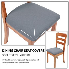 smiry Stretch Chair Seat Covers for Dining Room, Grey Set of 6 Jacquard Dining Chair Seat Protectors Chair Slipcovers