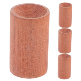 TOVINANNA 4pcs Mini Wooden Cylinder Pedestal Stands Essential Oil Bottle Display Pillars for Aromatherapy Stable Base Design for Home Decor Brown