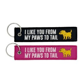 I Like You From My Paws To Tail - Dog Keychain/Jet Tag - Gift For Pet Lovers (Black)