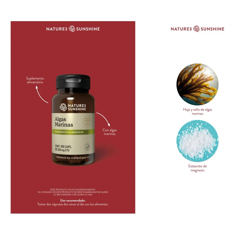Nature Sunshine Algas Marinas Fibra Mineral Esencial Suplementos Alimenticios 100